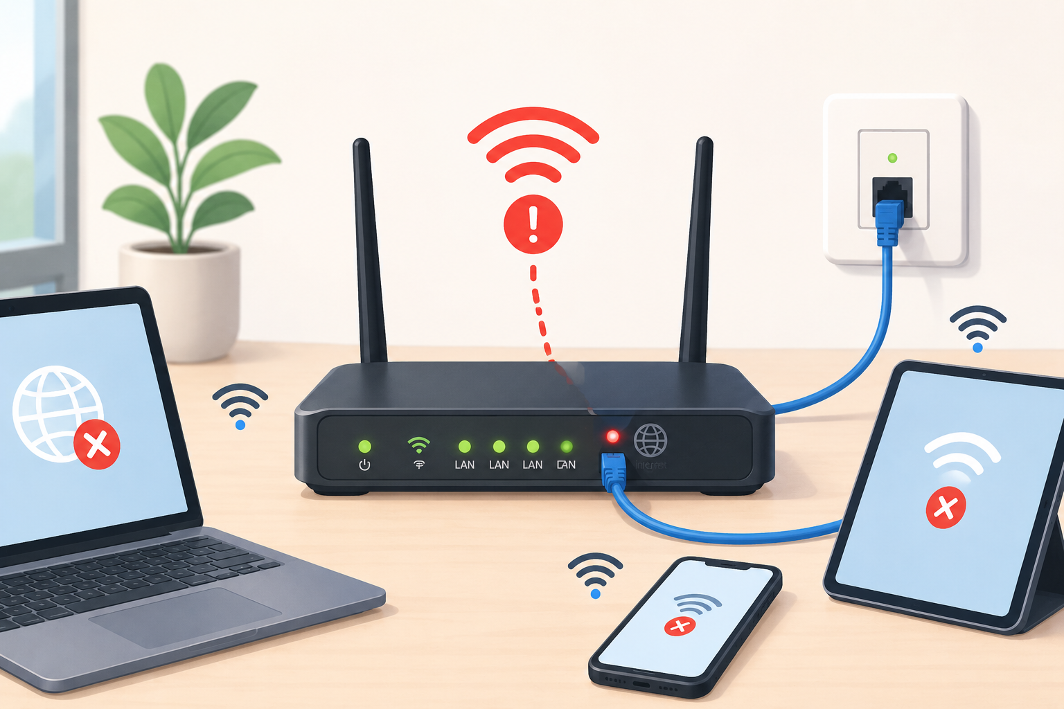 Router får inte kontakt med internet